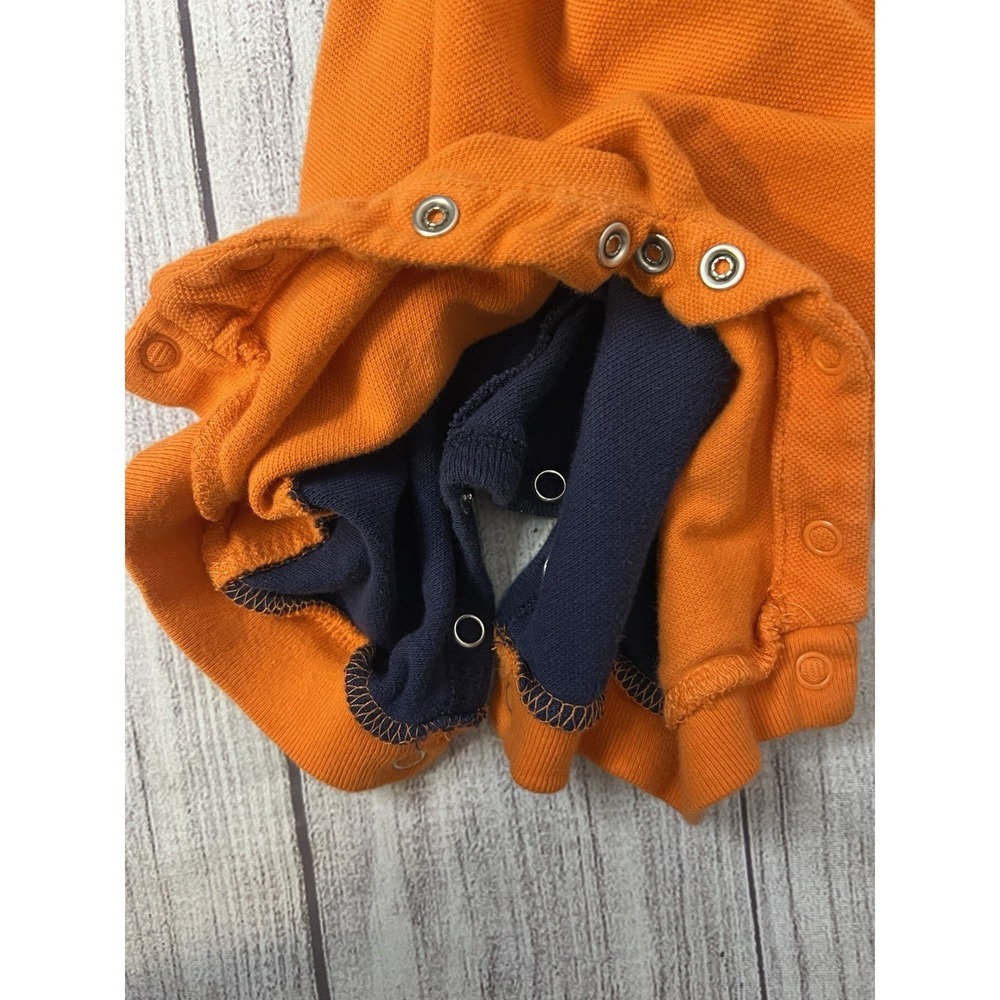 Ralph Lauren 2 Rompers Lot Yellow White Collared And Orange and Navy Long Sleeve - Picture 13 of 14